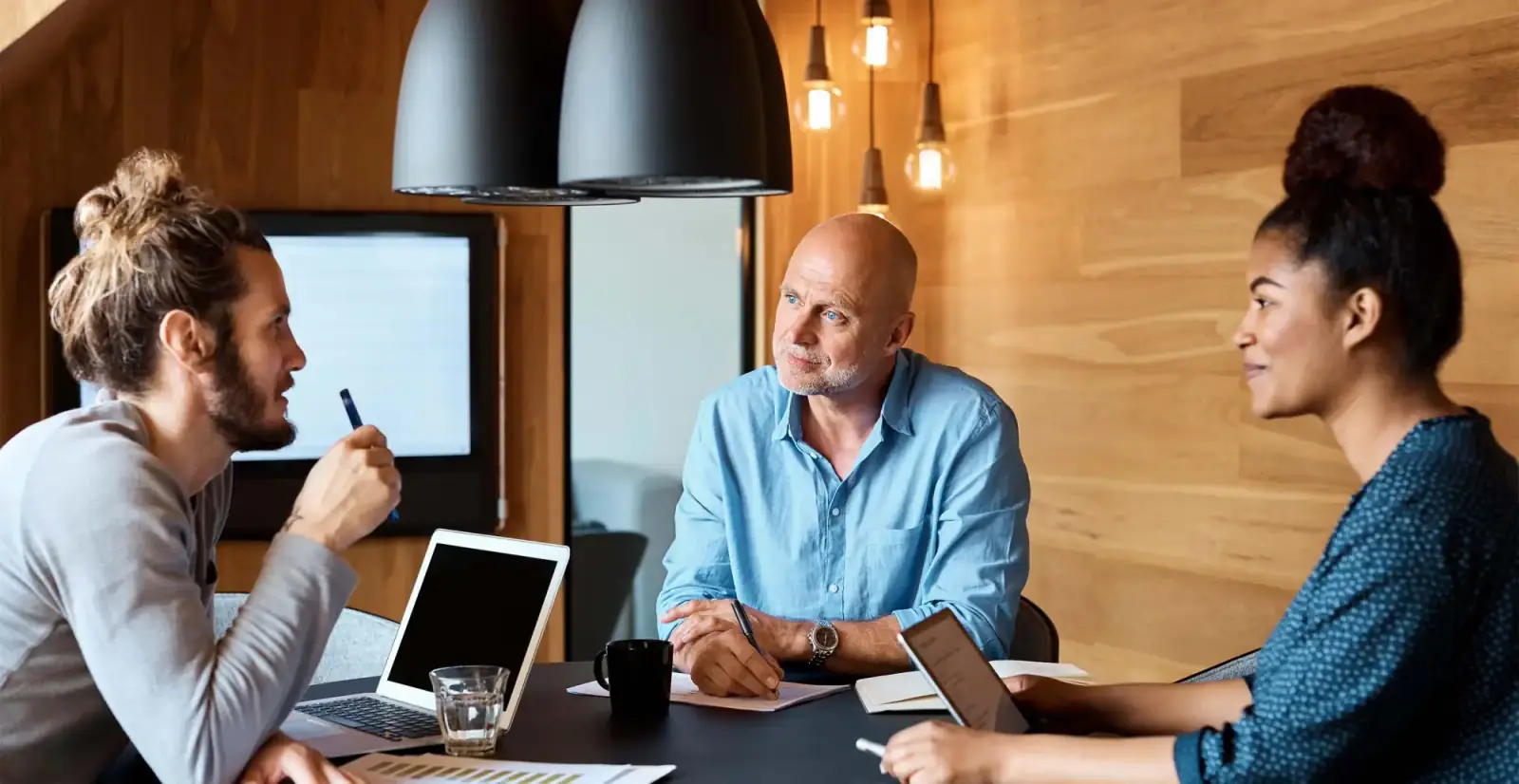 A Centricall specialist reviewing call transcripts