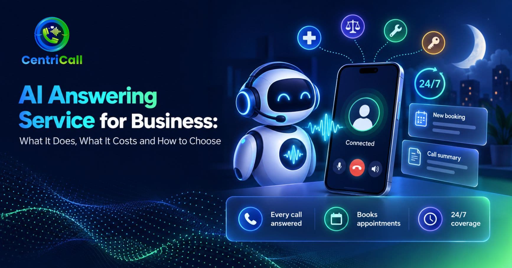 AI voice agent answering a business phone call and booking an appointment around the clock